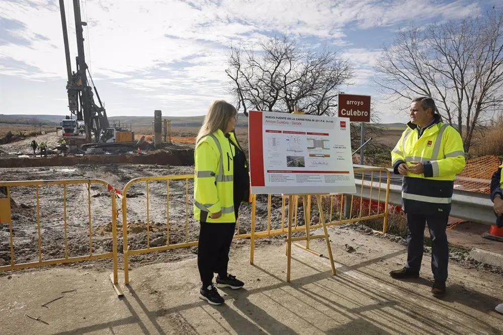 Obras en el puente de Arroyo Culebro de Getafe