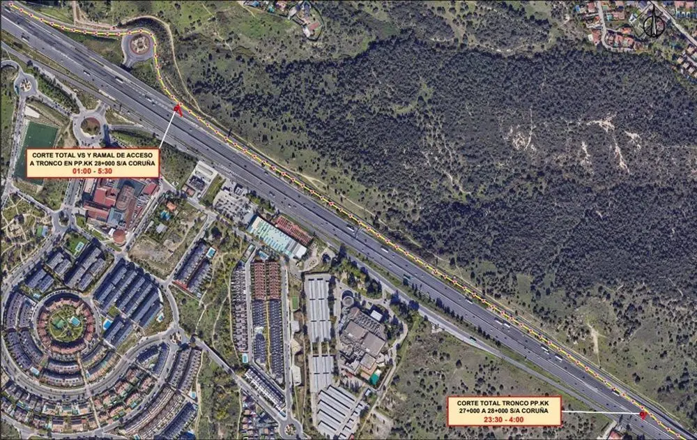 Mapa visto desde arriba de las carreteras