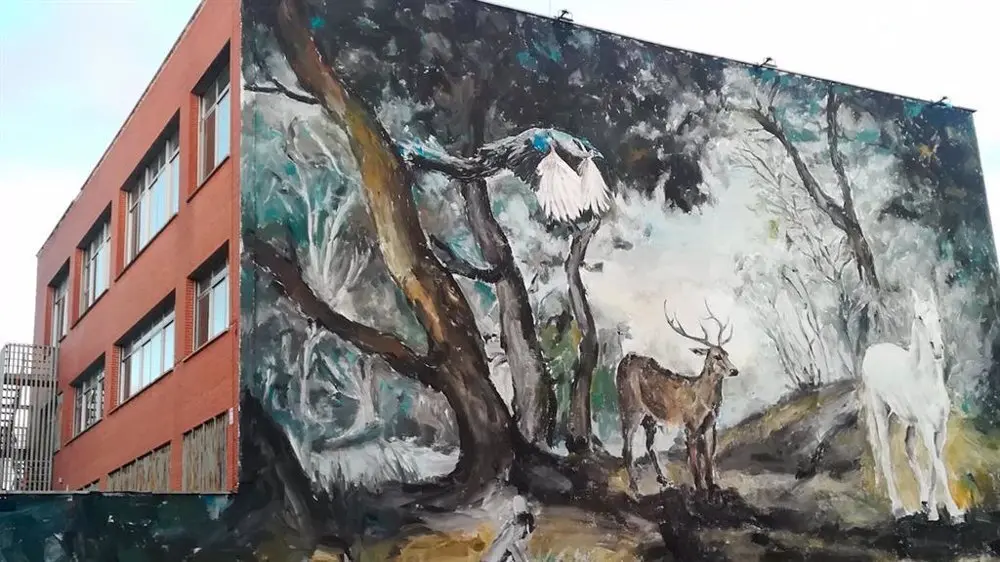 Muro pintado en Carabanchel