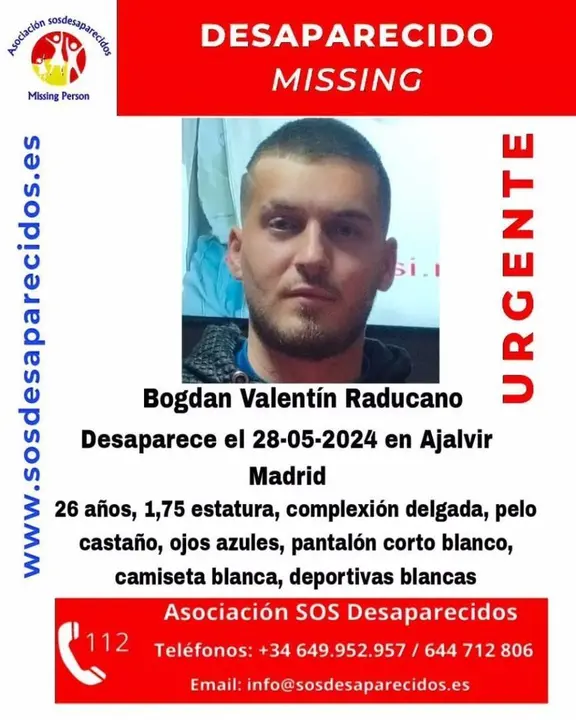 Cartel de SOS Desaparecidos de Bogdan Valent&iacute;n Raducano