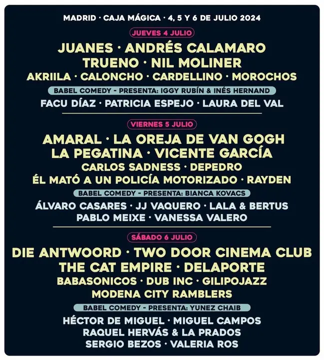El festival R&iacute;o Babel vuelve en julio a la Caja M&aacute;gica con Juanes, Calamaro, Amaral y Two Door Cinema Club