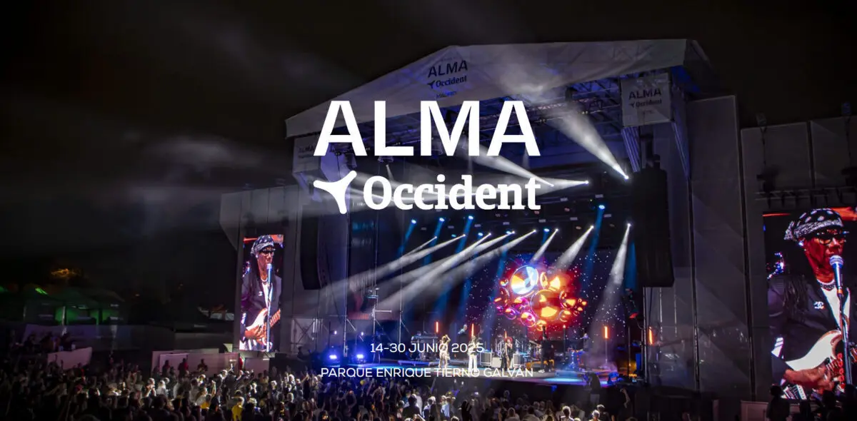 Captura de pantalla de la p&aacute;gina oficial de "Alma Festival" donde se ve un escenario de fondo y la confirmaci&oacute;n de las fechas para la edici&oacute;n de 2025 del 14 al 30 de junio en el parque Enrique Tierno Galvan 