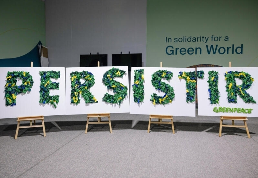 Cartel de protesta de Greenpeace. Imagen de archivo.