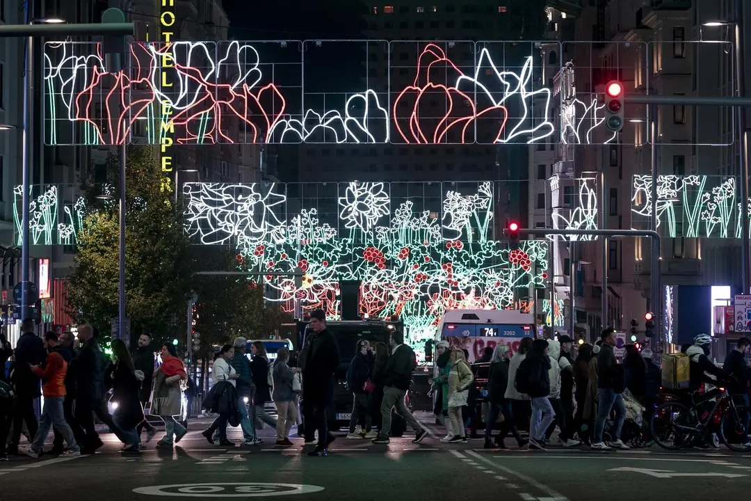 Encendido de las luces de Navidad 2024 en el centro Madrid. Imagen de archivo.