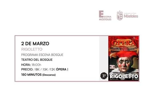 Cartel de 'Rigoletto' en el Teatro del Bosque de M&oacute;stoles.