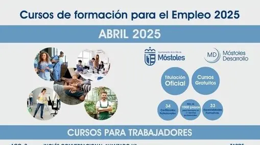 Cartel de los cursos gratuitos de M&oacute;stoles.
