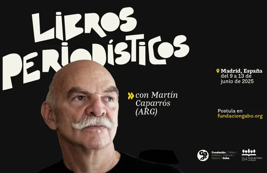 Cartel del taller 'Libros period&iacute;sticos' impartido por Mart&iacute;n Caparr&oacute;s en la Feria del Libro.