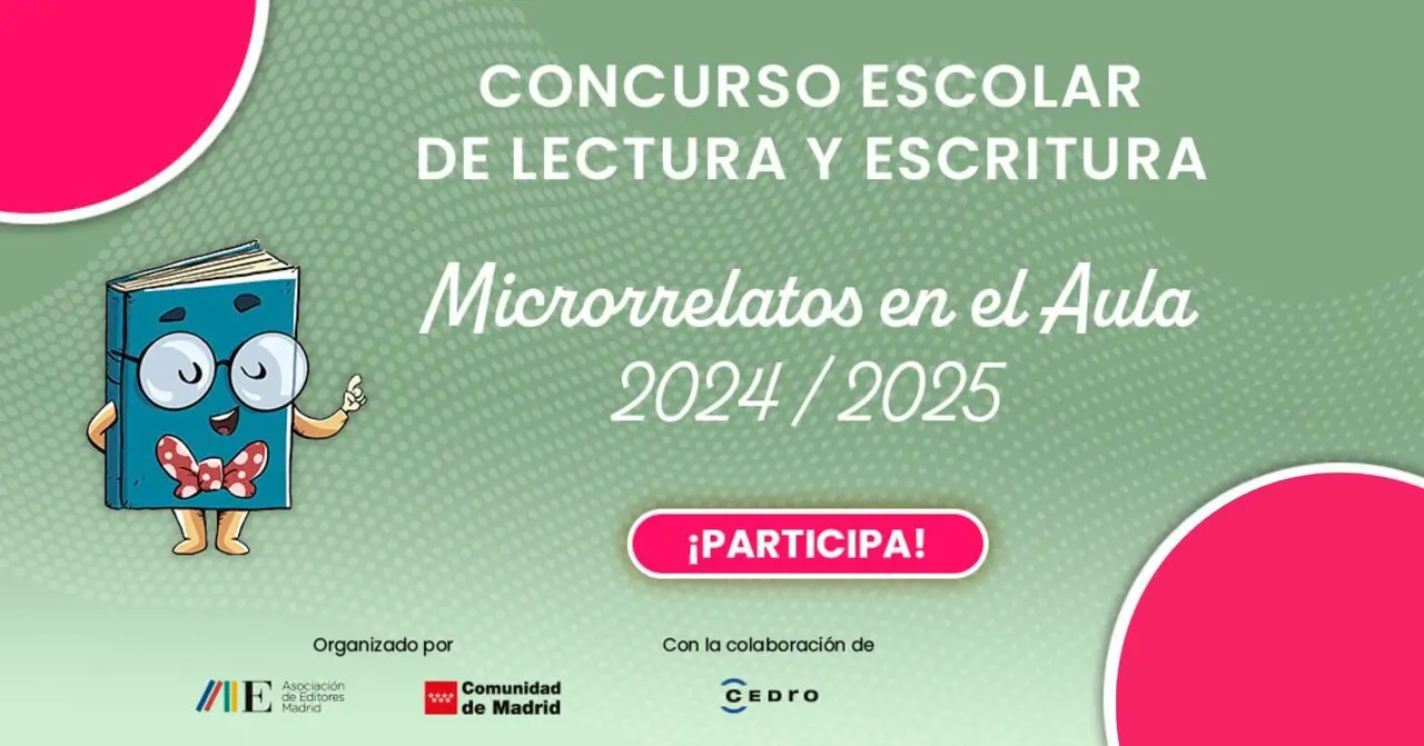 Cartel del concurso de microrrelatos en el aula de la Comunidad de Madrid, el 19 de marzo de 2025.