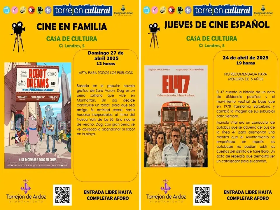 Cartel de los ciclos de cine de Torrej&oacute;n de Ardoz