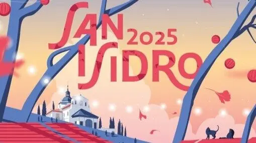 Cartel de San Isidro 2025 que representa la pradera de San Isidro, obra de Javier Navarrete, El Chico Llama.