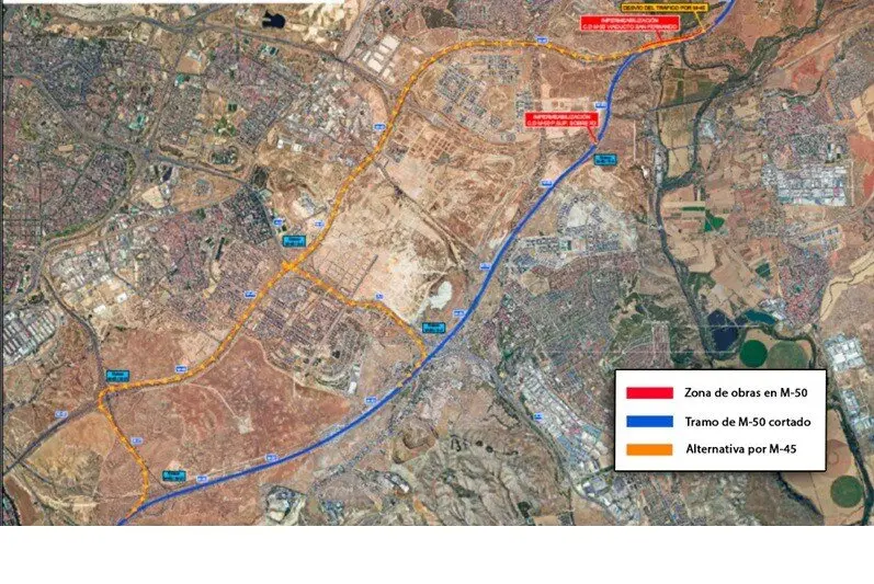 Obras de impermeabilizaci&oacute;n en la M-50.