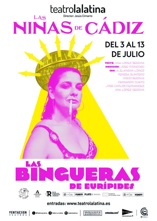 Cartel de Las bingueras de Eur&iacute;pides. Imagen del Teatro La Latina.