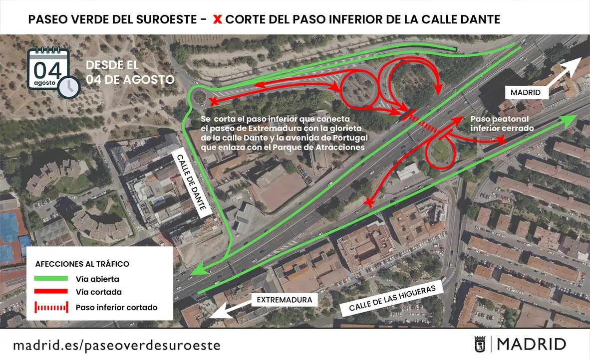 Paseo verde suroeste - Corte Paso Inferior Calle Dante