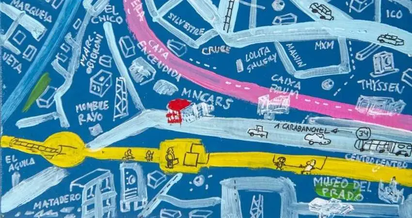 Mural de la exposici&oacute;n "Cromos de artista".