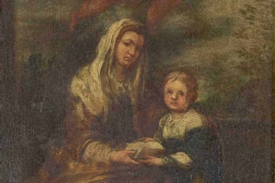 Detalle del boceto para el cuadro 'Santa Ana dando una lecci&oacute;n a la Virgen', de Murillo. Imagen del Museo del Prado.