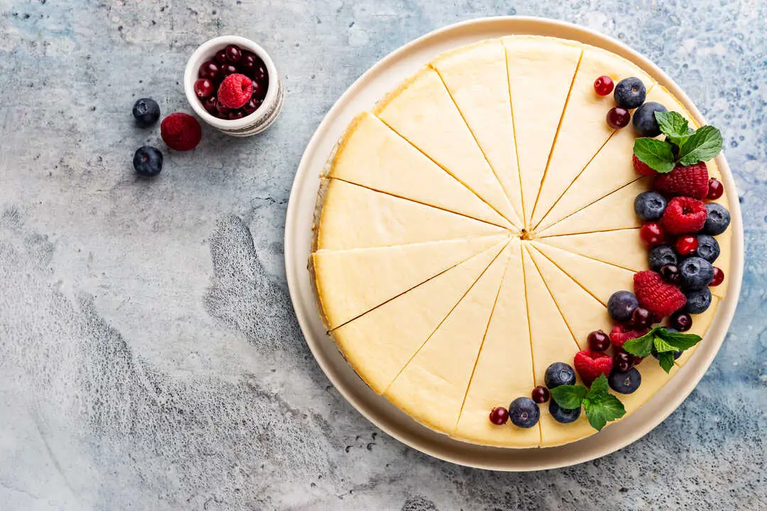 Tarta de queso en imagen de archivo.