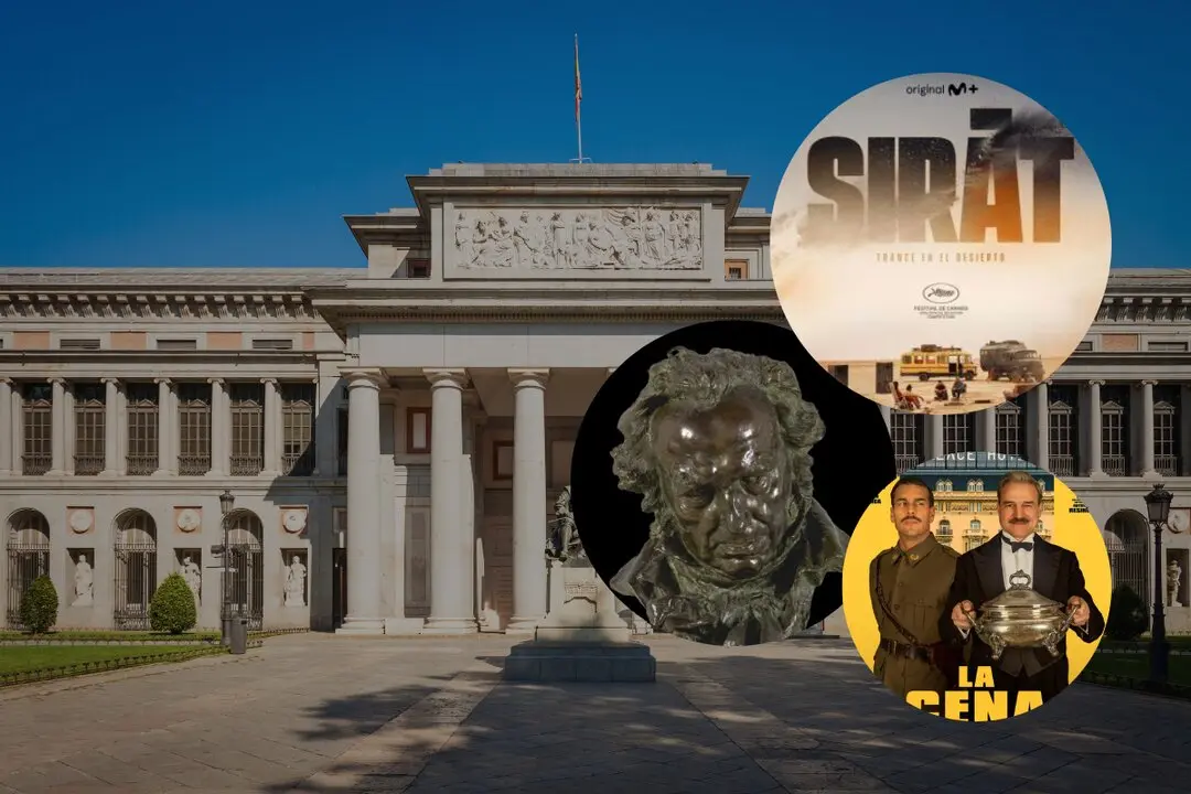 La fachada del Museo del Prado junto con la portada de dos pel&iacute;culas nominadas.