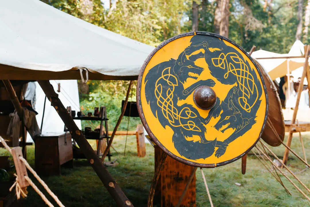 Una feria vikinga en imagen de archivo.
