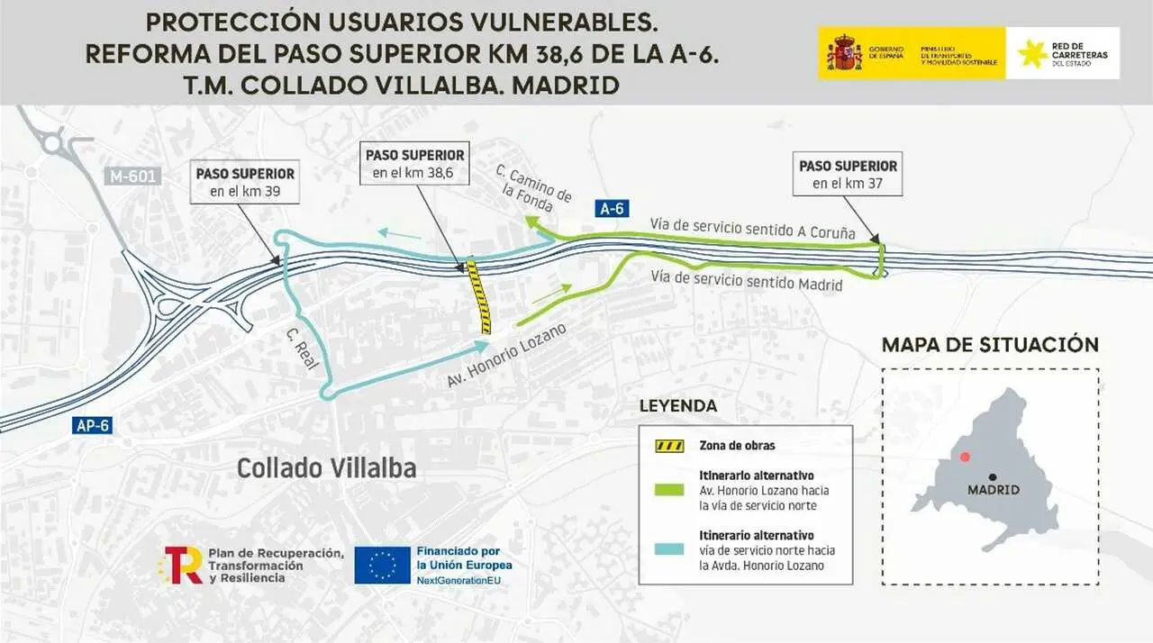 Reforma del paso superior de la A-6 en Collado Villalba. Ministerio de Transportes.