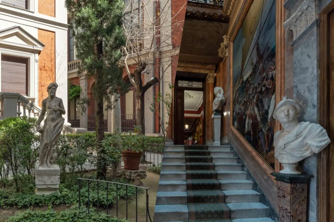 El jard&iacute;n y la entrada principal del Museo Cerralbo.
