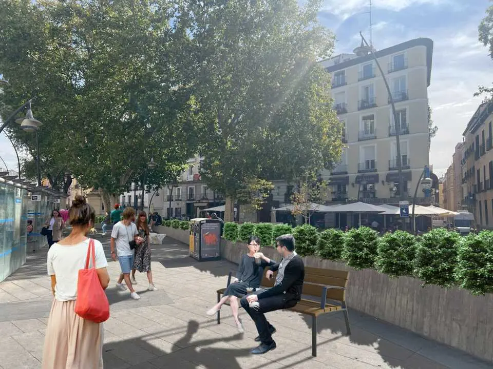 Render de la plaza de Tirso de Molina en la que se ve c&oacute;mo quedar&aacute; tras su rehabilitaci&oacute;n. Imagen del Ayuntamiento de Madrid.