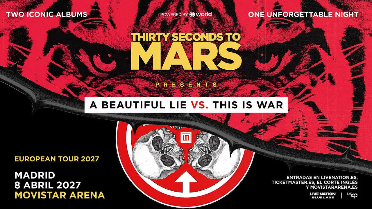 Cartel del concierto de Thirty seconds to mars. Imagen del Movistar Arena.