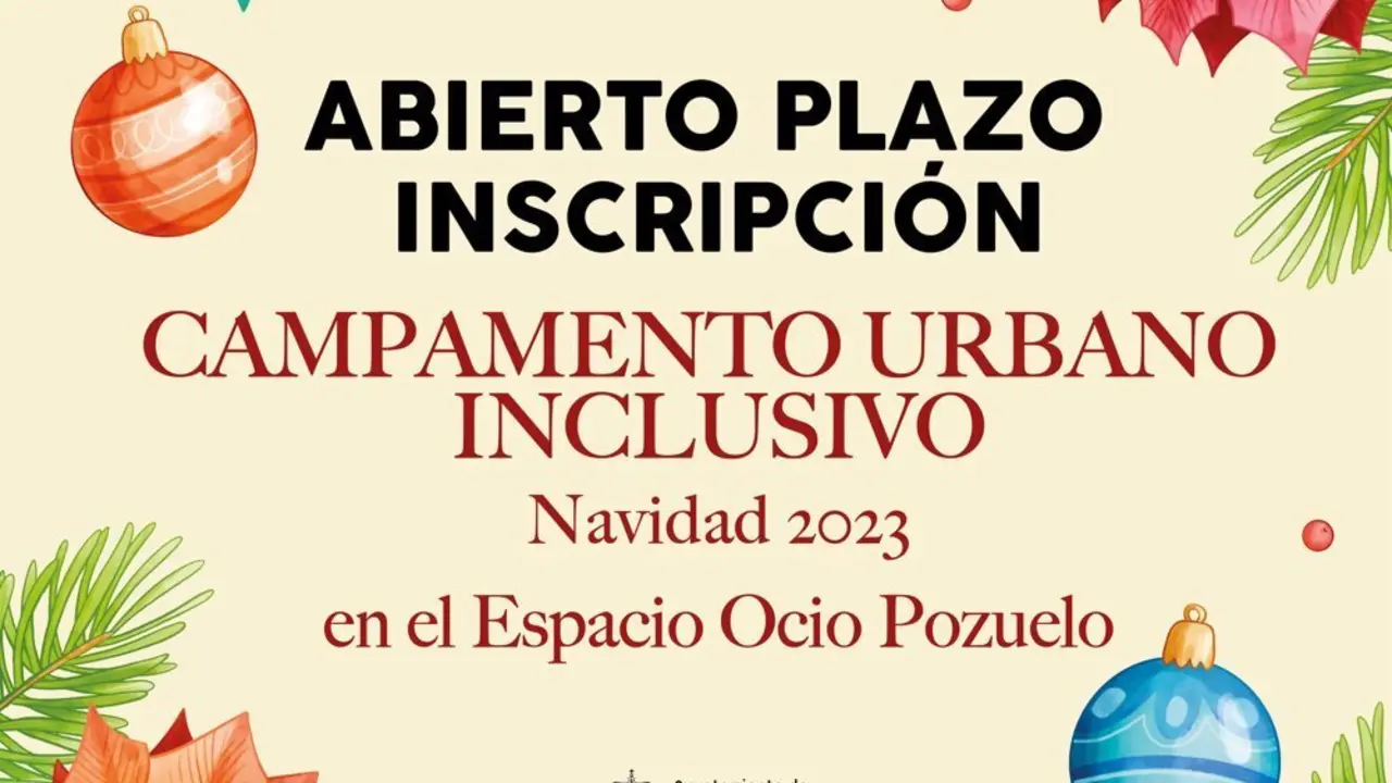 Cartel de inscripci&oacute;n de los Campamentos urbanos de Navidad en Pozuelo