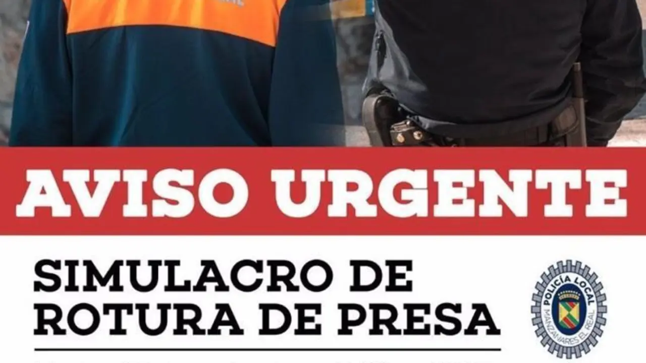 cartel del simulacro de la rotura de la presa de Navacerrada