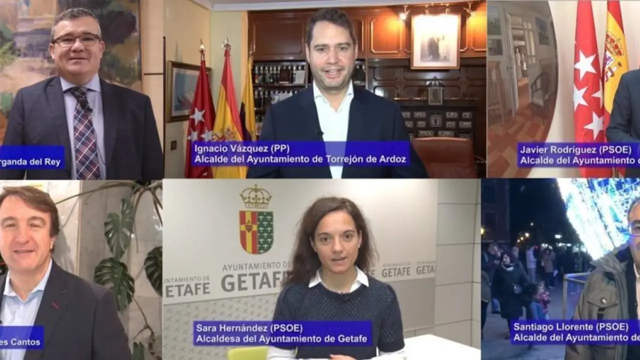 Alcaldes madrile&ntilde;os felicitando la Navidad