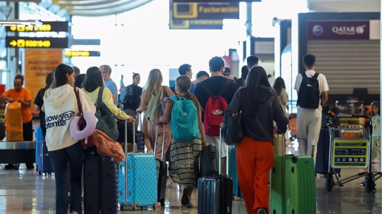 Personas con maletas en el aeropuerto