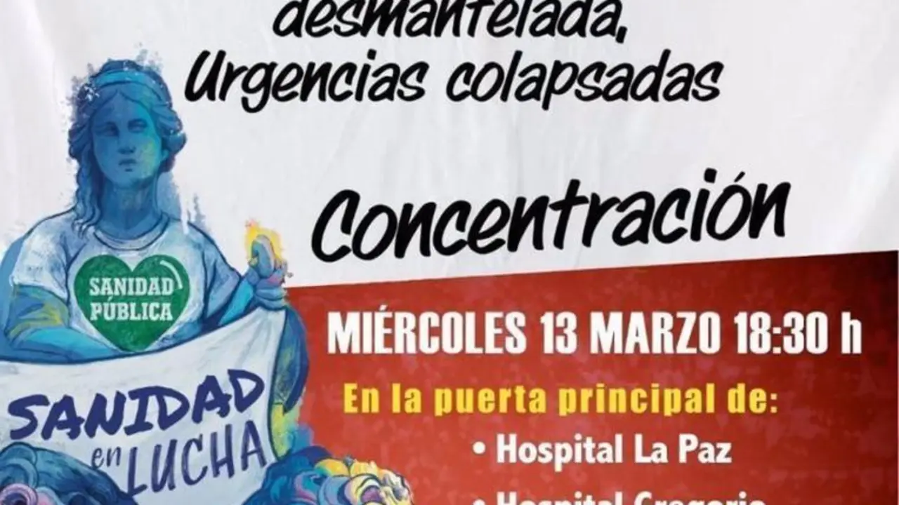 Cartel de la concentraci&oacute;n convocada en favor de la Sanidad P&uacute;blica