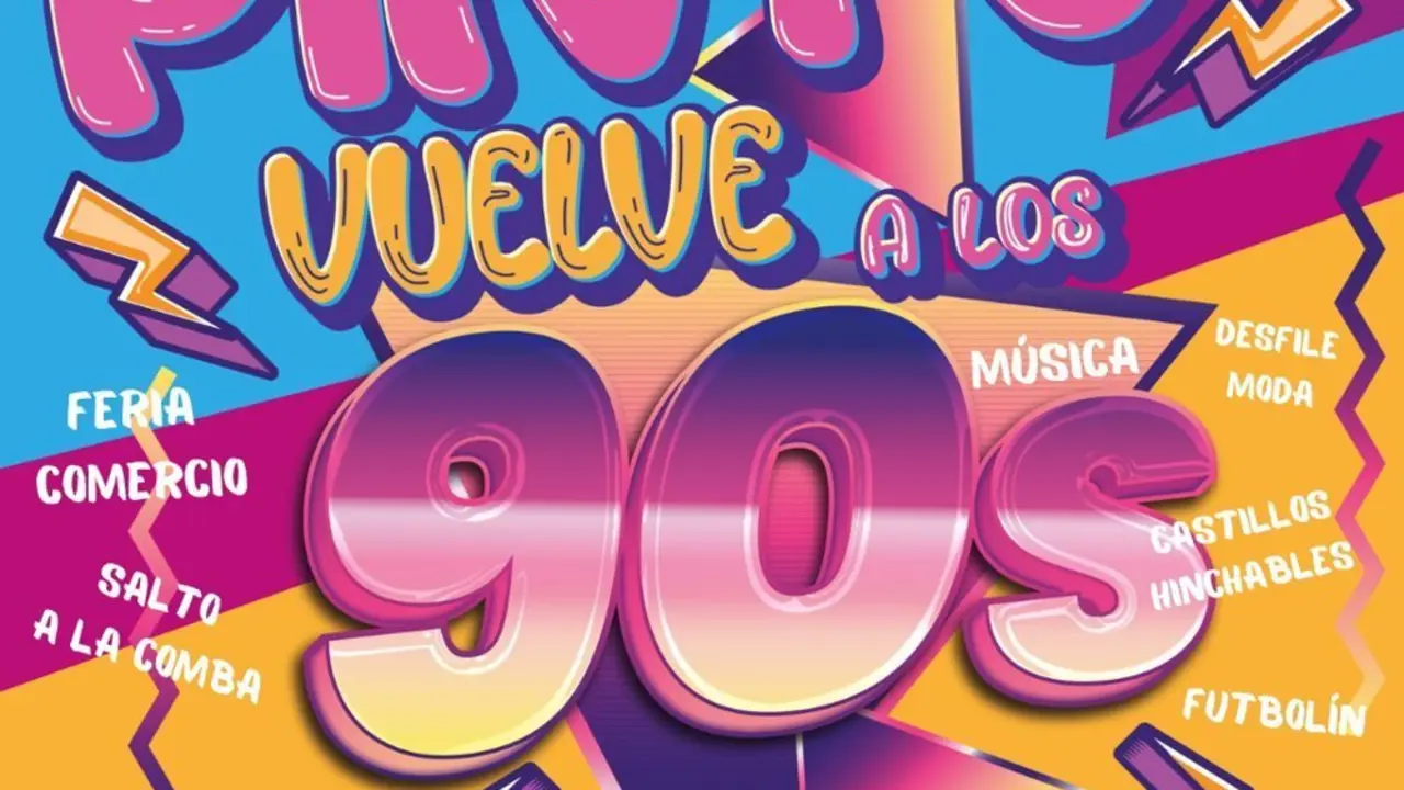 Cartel de la feria "Pinto vuelve a los 90" en Pinto