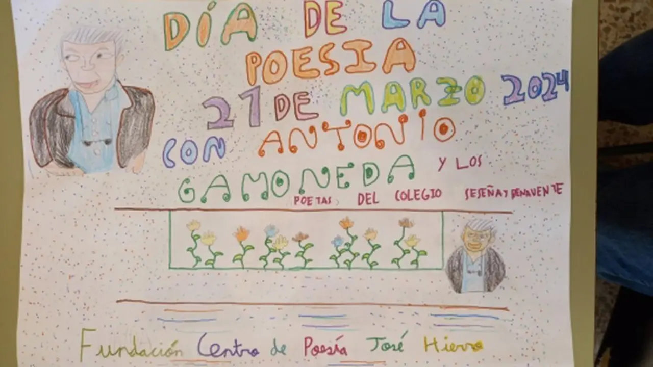 Dibujo del D&iacute;a Mundial de la Poes&iacute;a en homenaje a Antonio Gamoneda