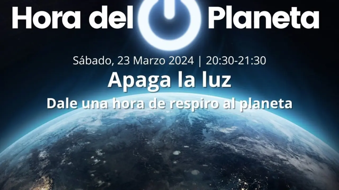 Cartel del apagado de luces en Pinto por la Hora del Planeta
