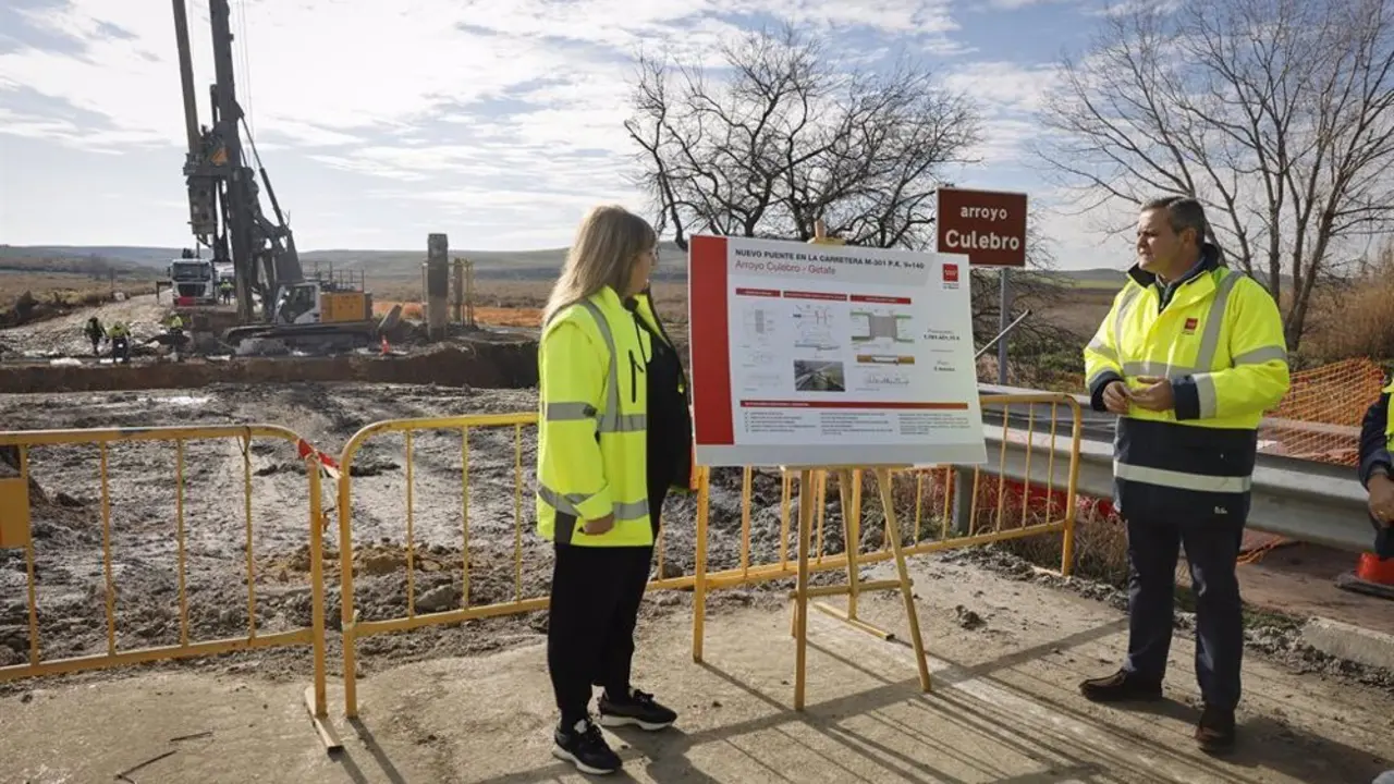 Obras en el puente de Arroyo Culebro de Getafe