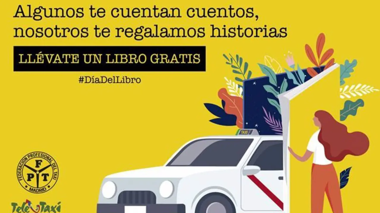 Cartel del libro gratis por usar el servicio de taxis