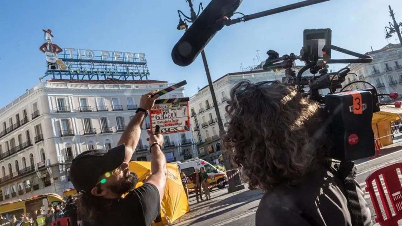 Rodaje en la Puerta del Sol de Madrid