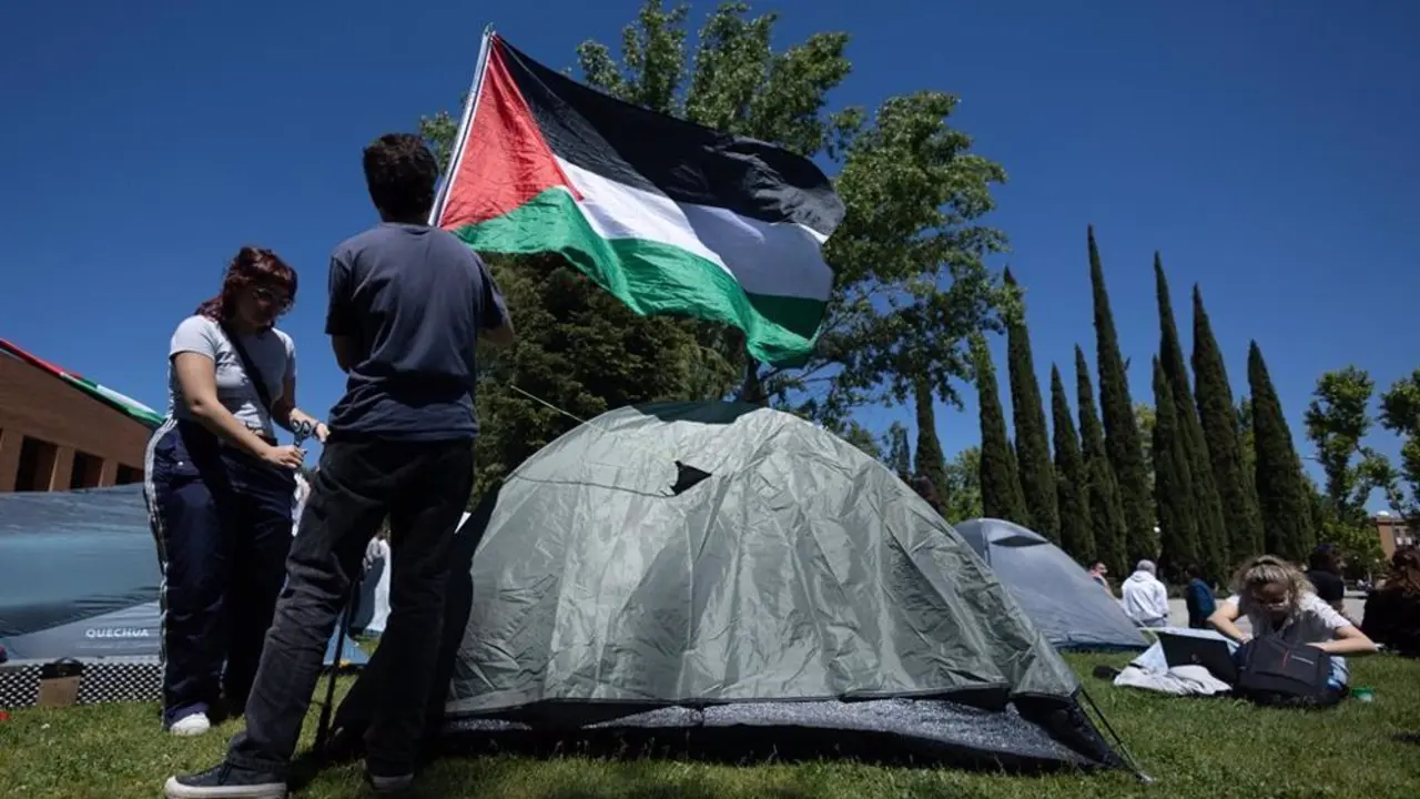 Acampada por Palestina en Ciudad Universitaria en Madrid