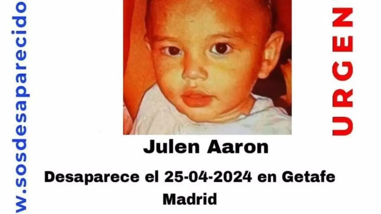 Cartel de SOS Desaparecidos de Julen Aaron de 3 a&ntilde;os en Getafe