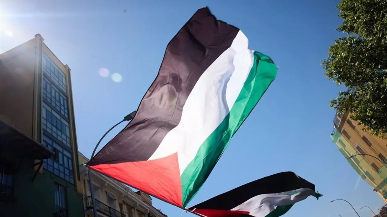 Banderas de Palestina onde&aacute;ndose