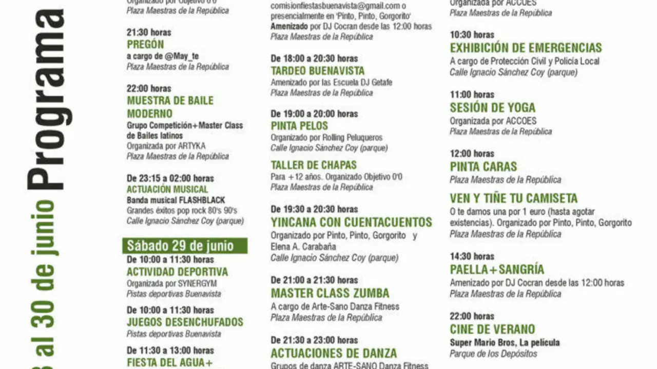 Programaci&oacute;n Buenavista getafe