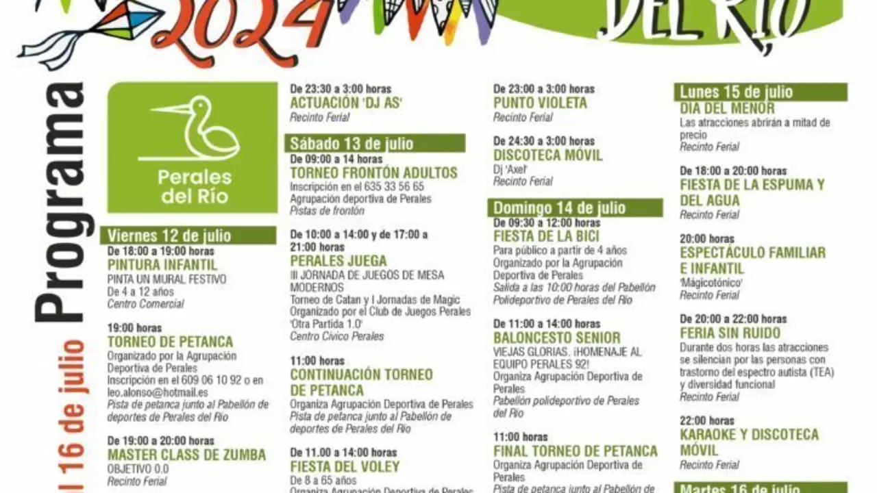 Programaci&oacute;n completa de las Fiestas de Perales del R&iacute;o, en Getafe. 