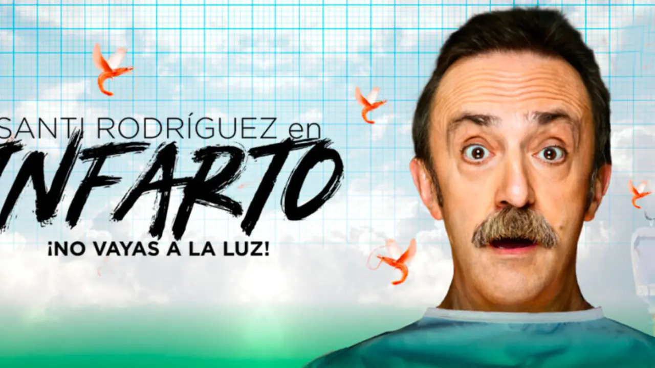 Cartel de la obra de teatro de infarto donde sale el protagonista en un hospital 