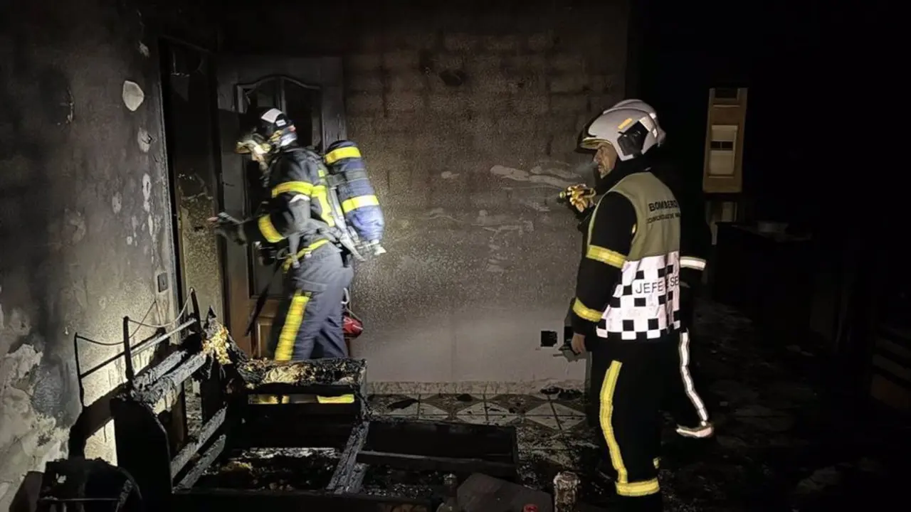 Pareja de bomberos trabajando