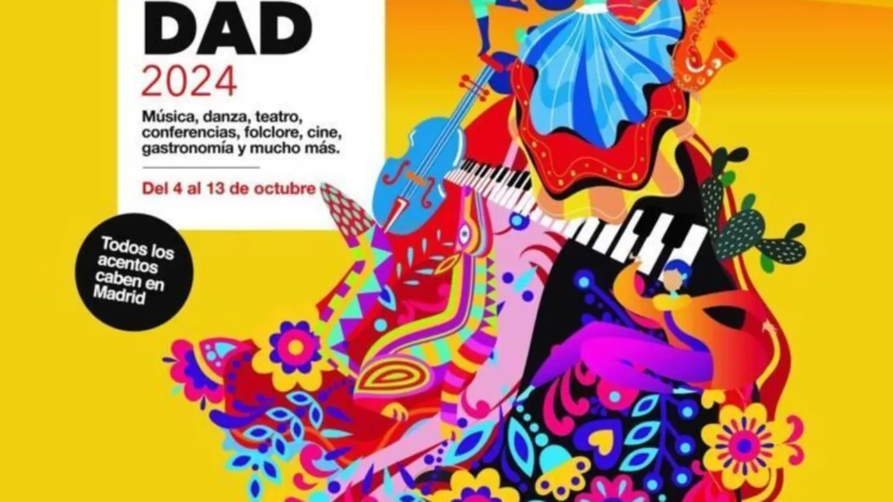 Cartel publicitario del festival de la hispanidad 2024 con las informaciones m&aacute;s relevantes