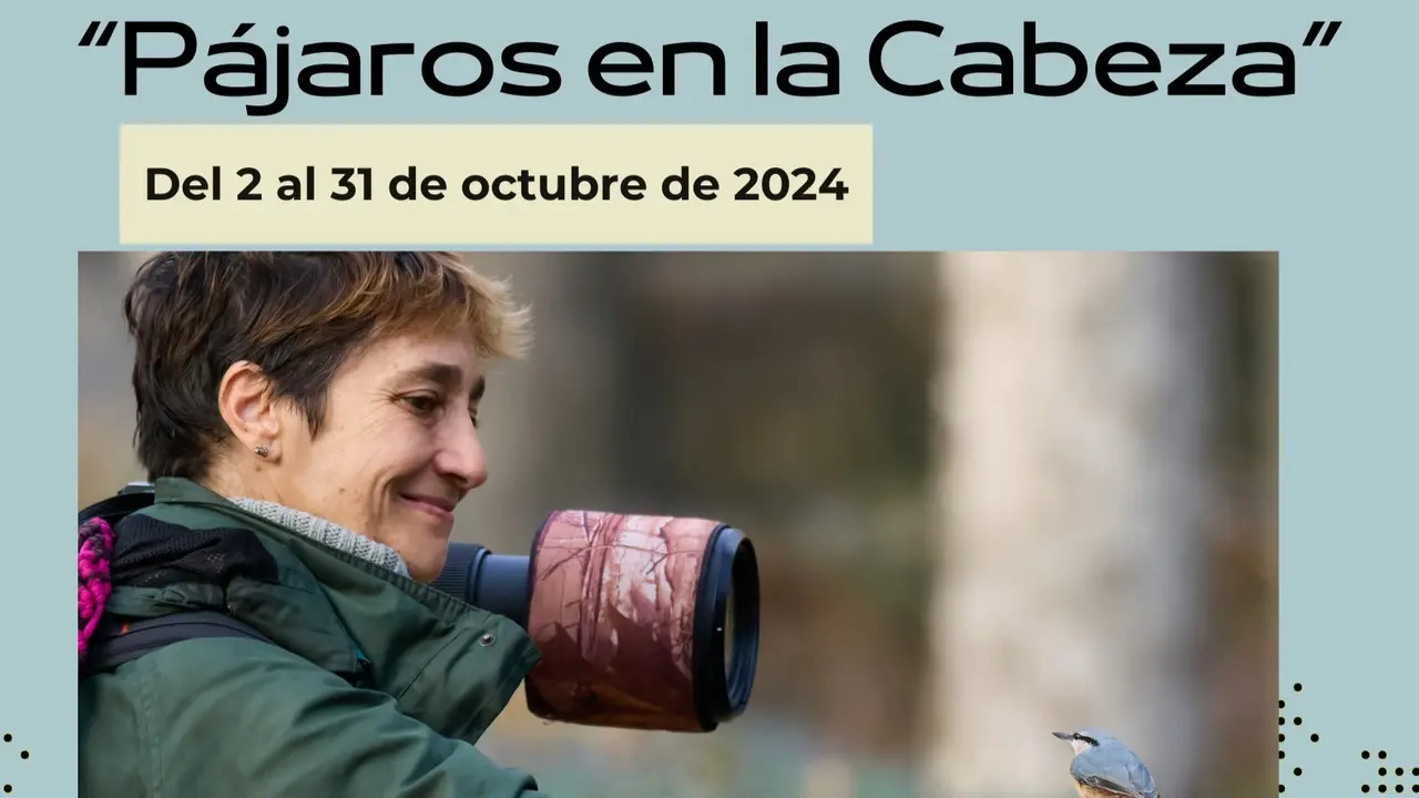 Cartel de la exposici&oacute;n fotogr&aacute;fica "P&aacute;jaros en la cabeza".