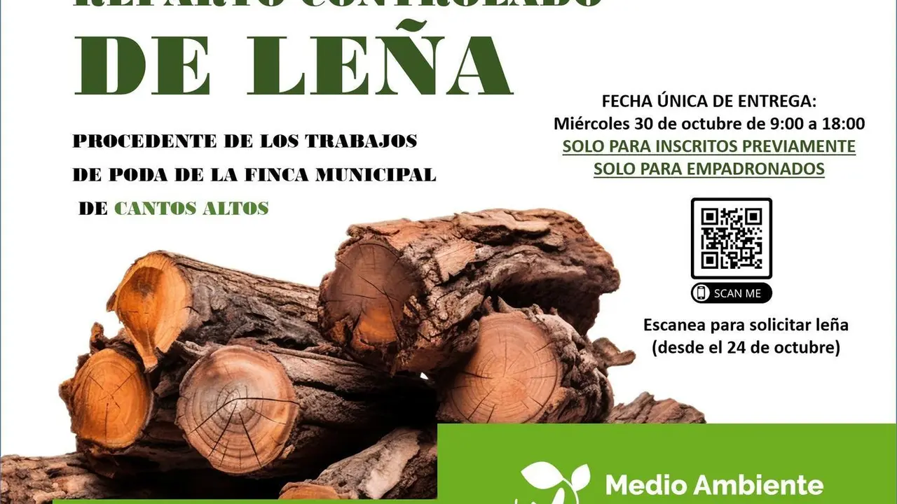 Cartel del reparto controlado de le&ntilde;a organizado por el Ayuntamiento de Collado Villalba.