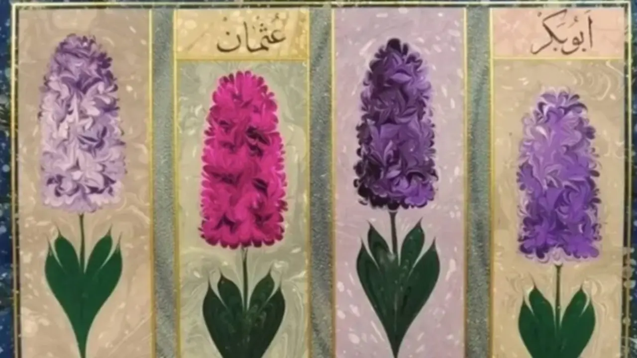 Flores pintadas sobre imprenta en papel
