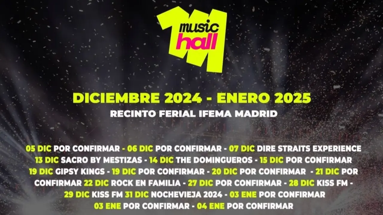 Fechas de los conciertos del Music Hall.