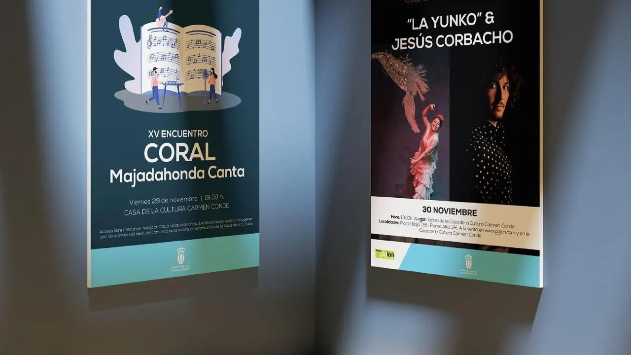 Imagen de las pancartas informativas de la agenda cultural de Majadahonda.